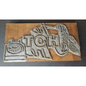 Vintage Printing Letterpress Wooden Print Block, The Hot Line Telephone, Wood